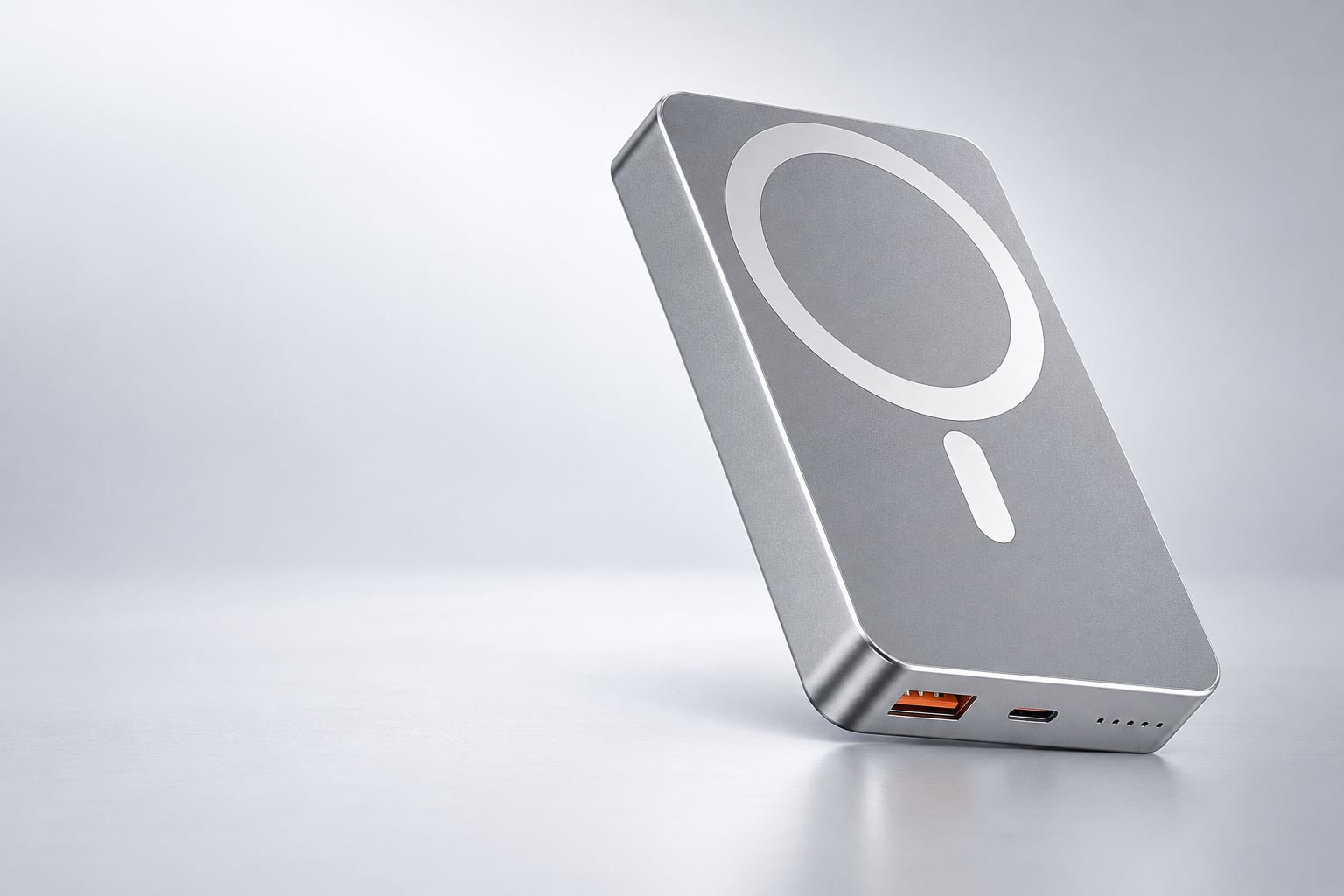 Gümüş renkli manyetik powerbank