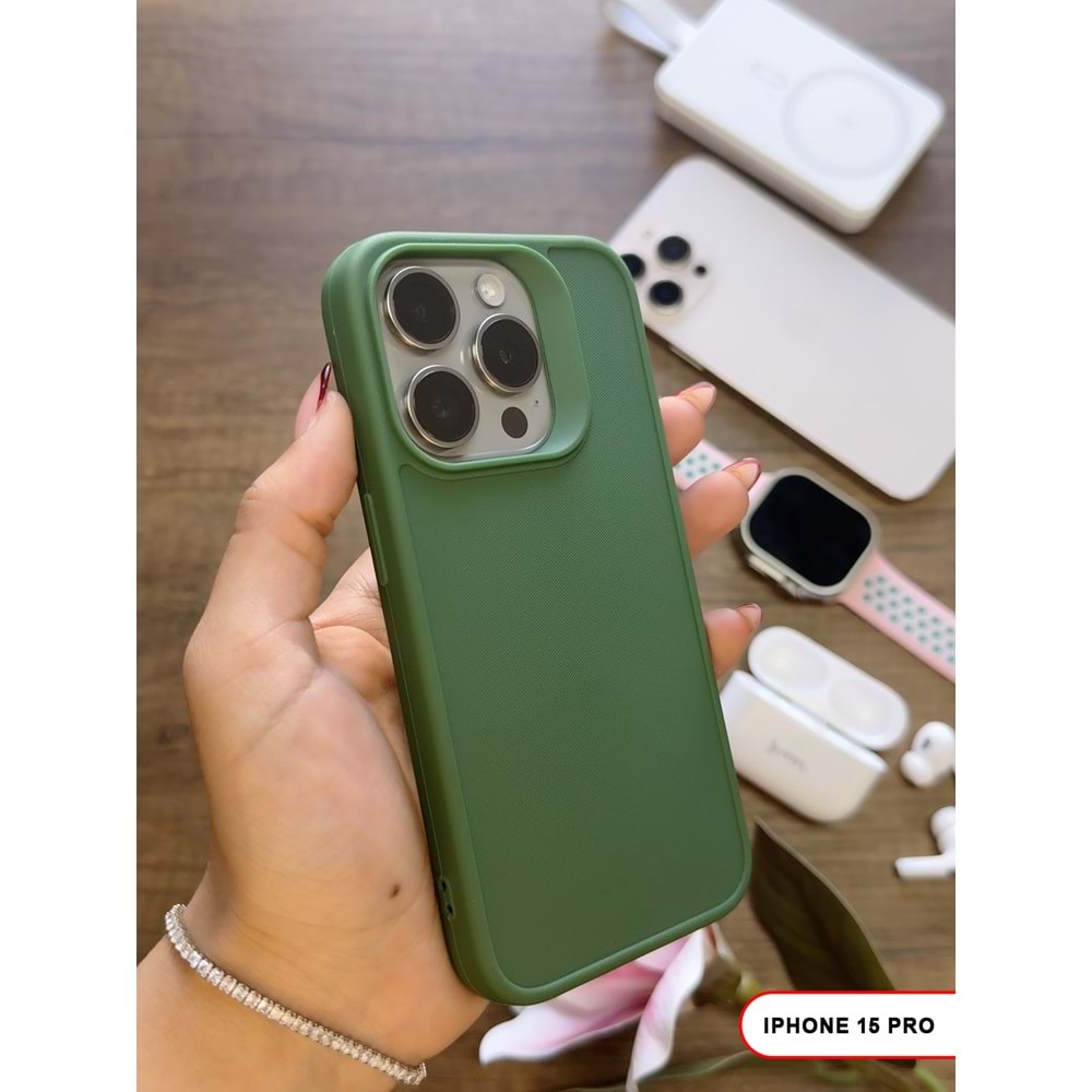 IPHONE 15 PRO RENK ATMAYAN KEEP SİLİKON KILIF - HAKI