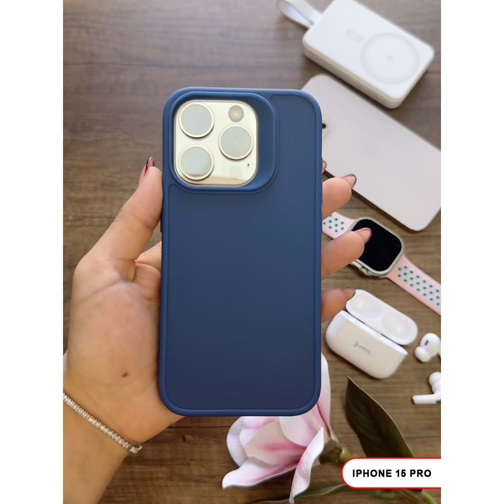 IPHONE 15 PRO RENK ATMAYAN KEEP SİLİKON KILIF - LACIVERT