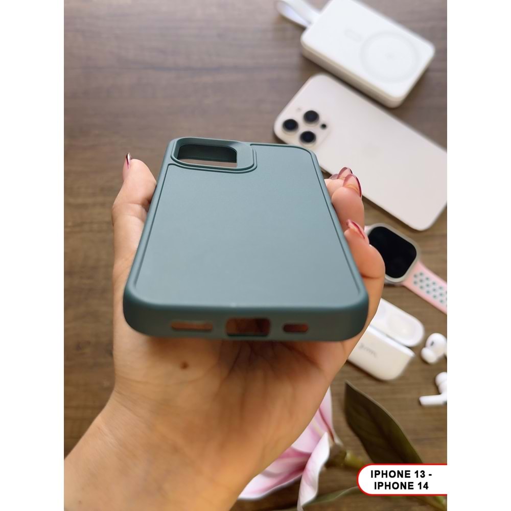 IPHONE 13/14 RENK ATMAYAN KEEP SİLİKON KILIF - HAKI