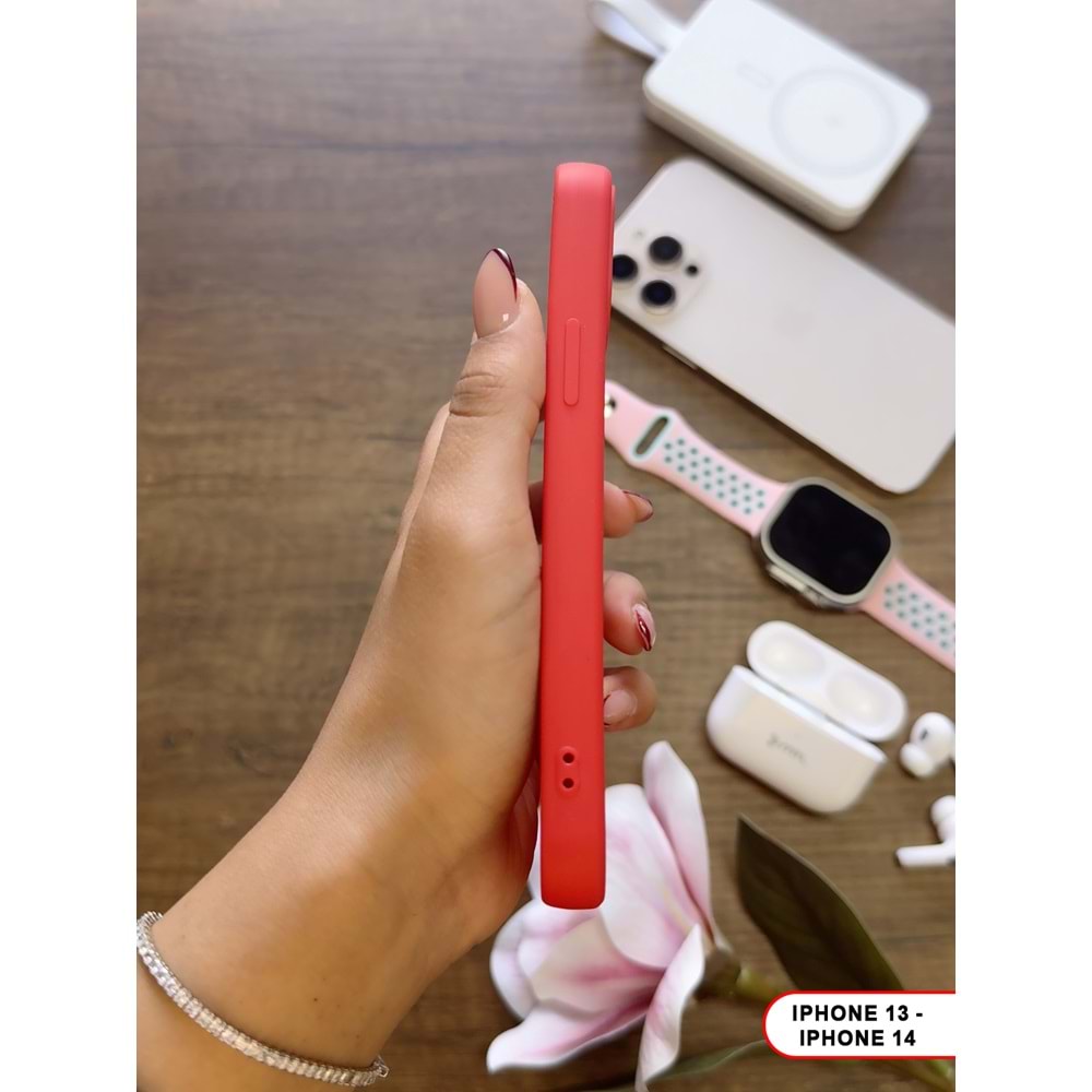 IPHONE 13/14 RENK ATMAYAN KEEP SİLİKON KILIF - KIRMIZI