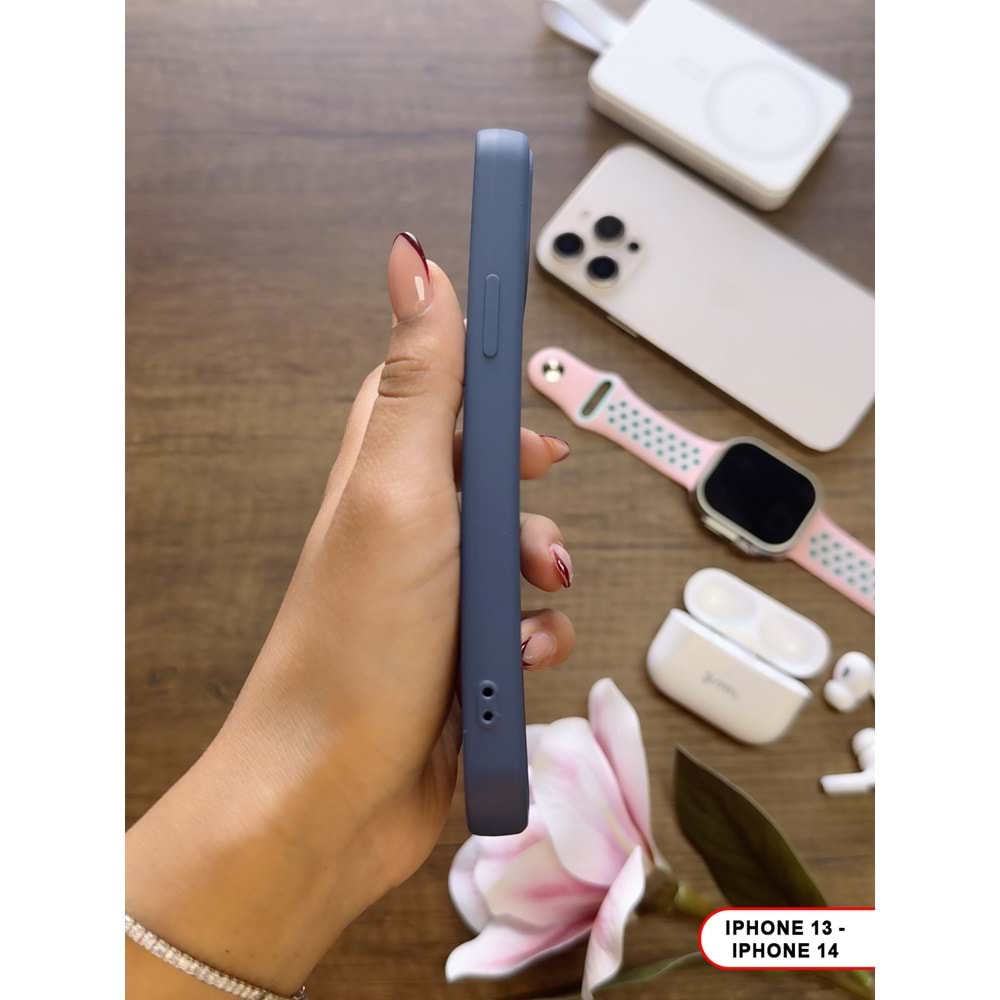 IPHONE 13/14 RENK ATMAYAN KEEP SİLİKON KILIF - LACIVERT