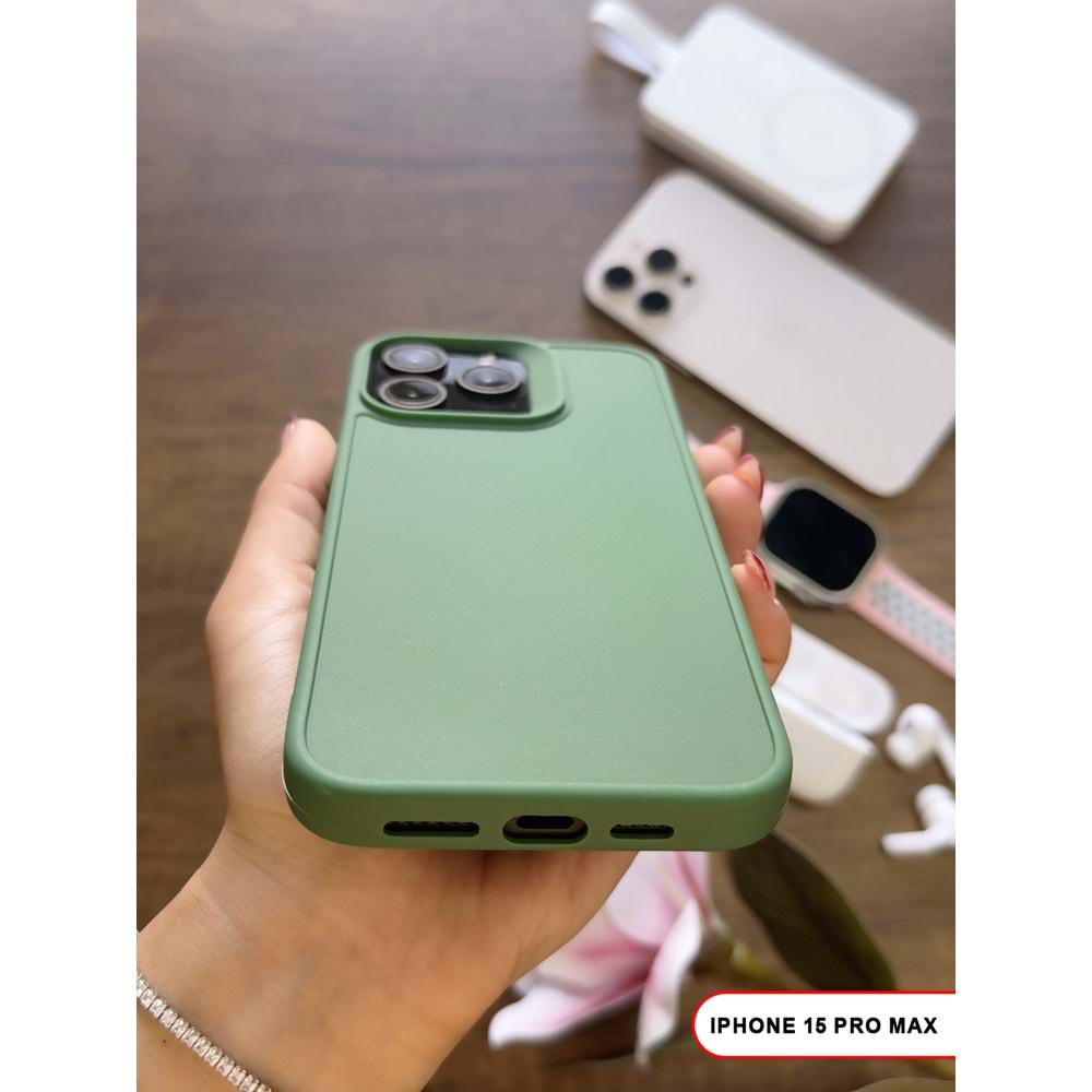 IPHONE 15 PRO MAX RENK ATMAYAN KEEP SİLİKON KILIF - HAKI