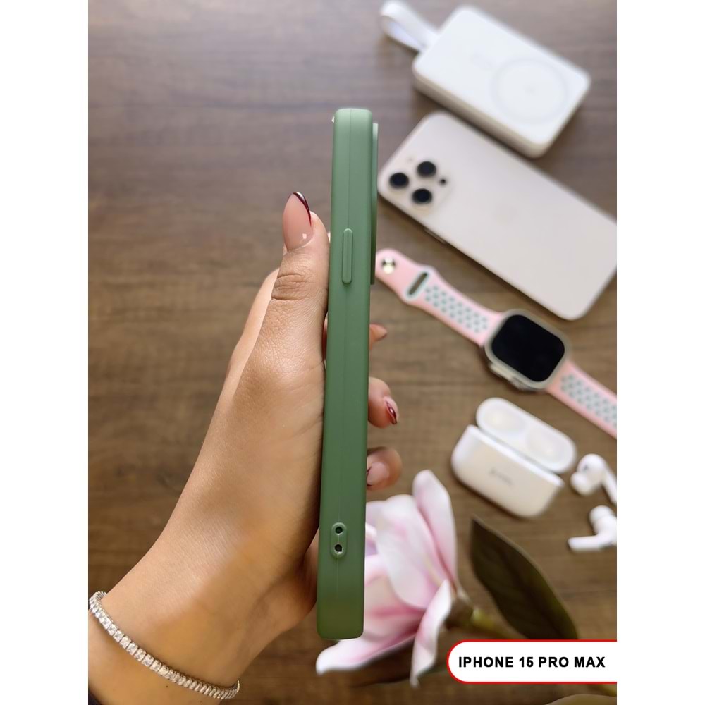 IPHONE 15 PRO MAX RENK ATMAYAN KEEP SİLİKON KILIF - HAKI