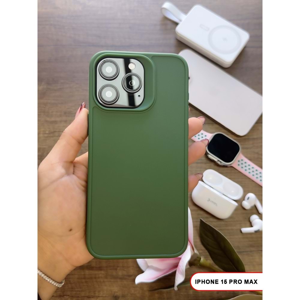 IPHONE 15 PRO MAX RENK ATMAYAN KEEP SİLİKON KILIF - HAKI