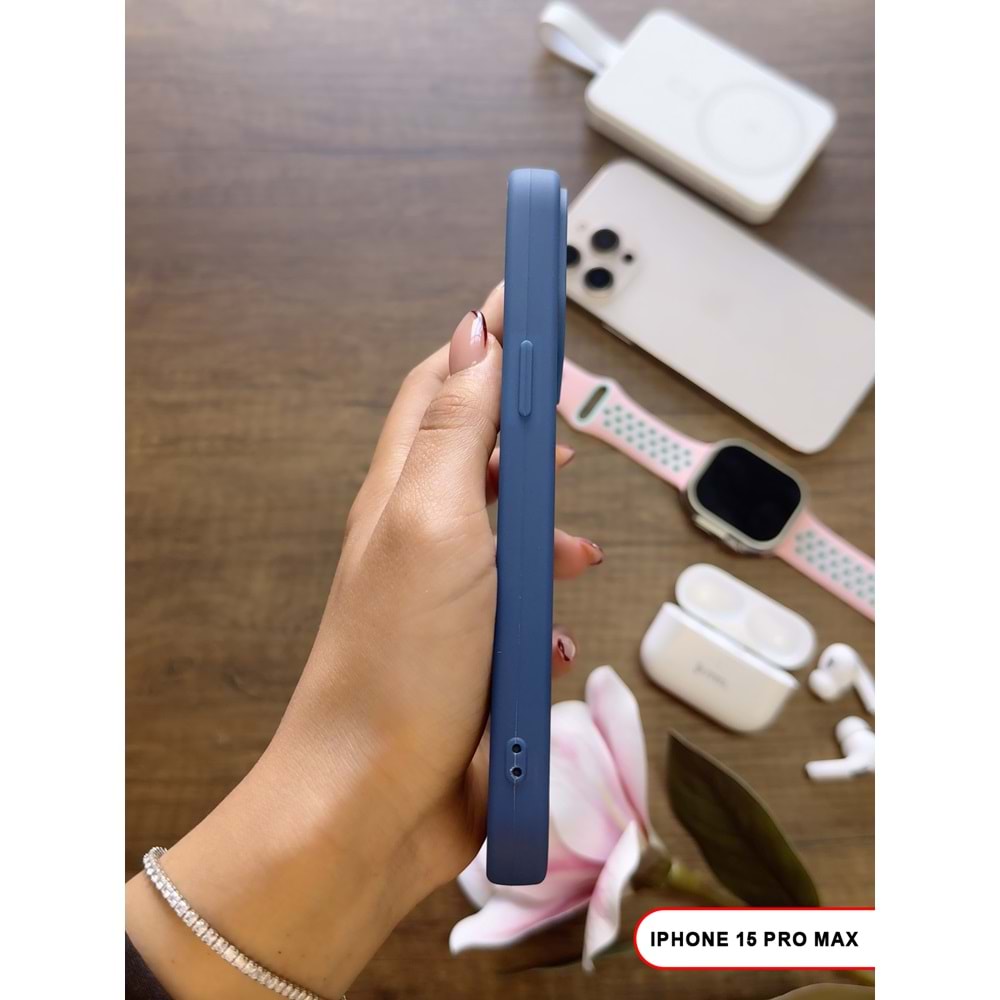 IPHONE 15 PRO MAX RENK ATMAYAN KEEP SİLİKON KILIF - LACIVERT