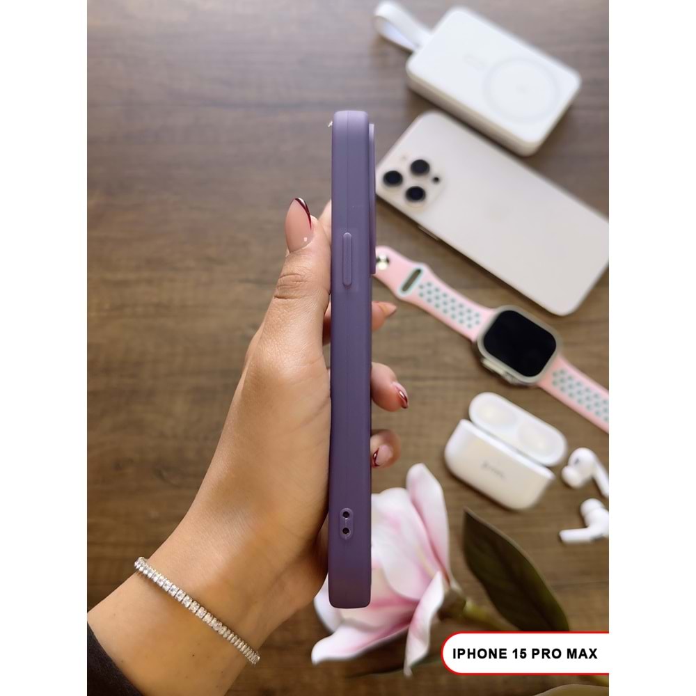 IPHONE 15 PRO MAX RENK ATMAYAN KEEP SİLİKON KILIF - MOR