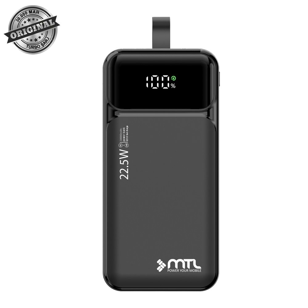 MT4330 30.000 MAH DAHİLİ KABLOLU 22,5 WATT TURBO ŞARJ POWERBANK /32