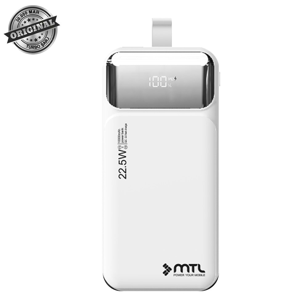 MT4330 30.000 MAH DAHİLİ KABLOLU 22,5 WATT TURBO ŞARJ POWERBANK /32