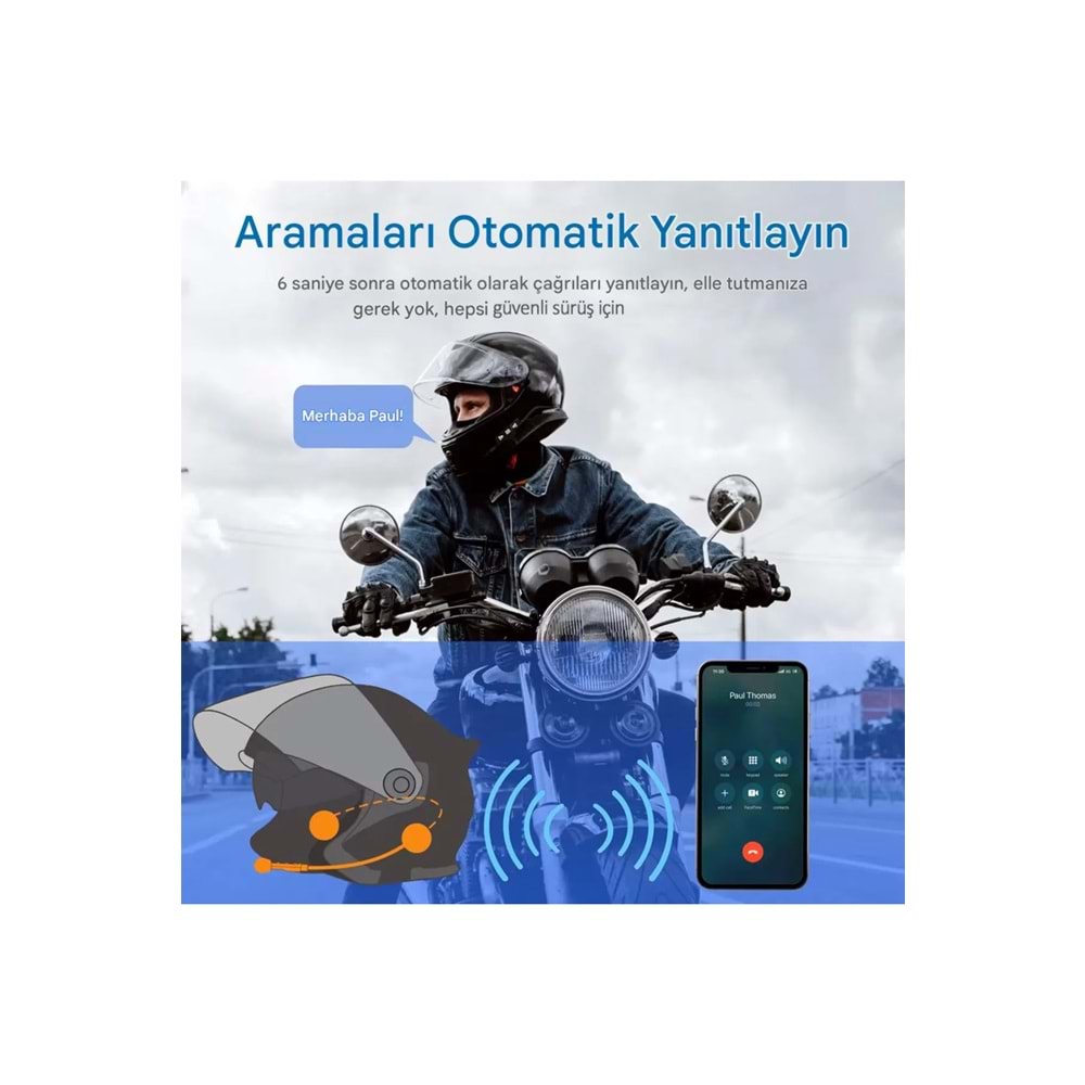 MT962 MOTORSİKLET KASK İÇİ BLUETOOTH KULAKLIK /10/100