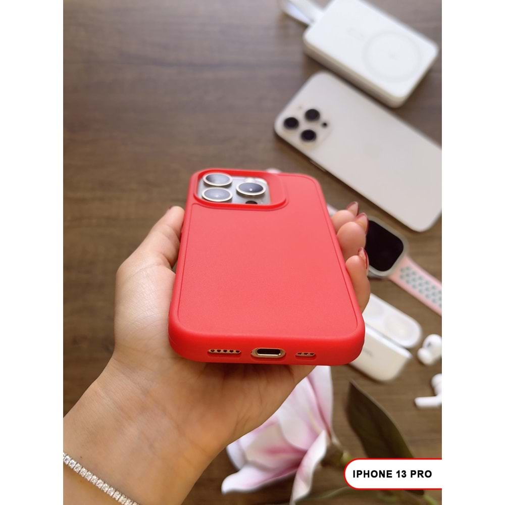 IPHONE 13 PRO RENK ATMAYAN KEEP SİLİKON KILIF - KIRMIZI