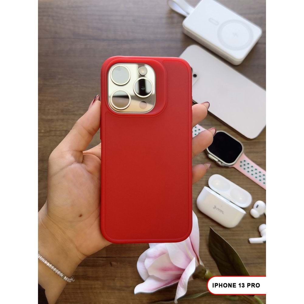 IPHONE 13 PRO RENK ATMAYAN KEEP SİLİKON KILIF - KIRMIZI