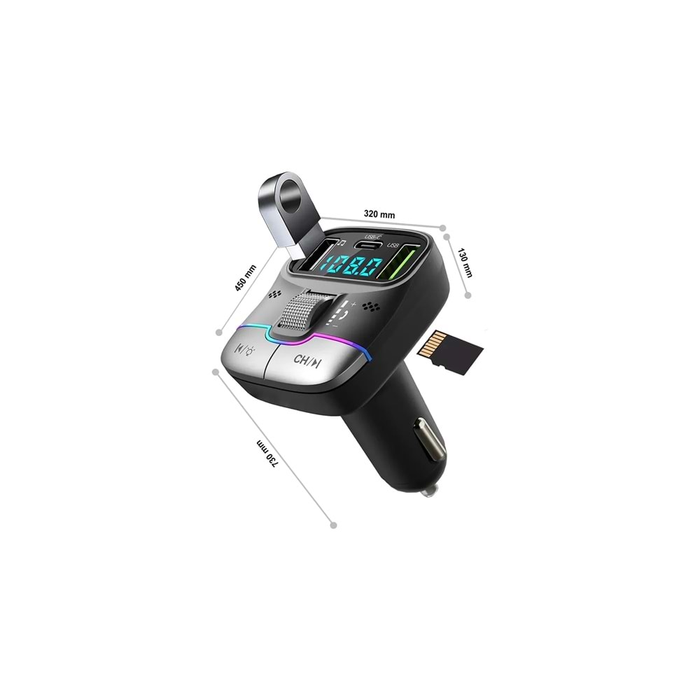 MT9873 55 WATT PD ŞARJLI BLUETOOTH FM MODÜLATÖR 10/120