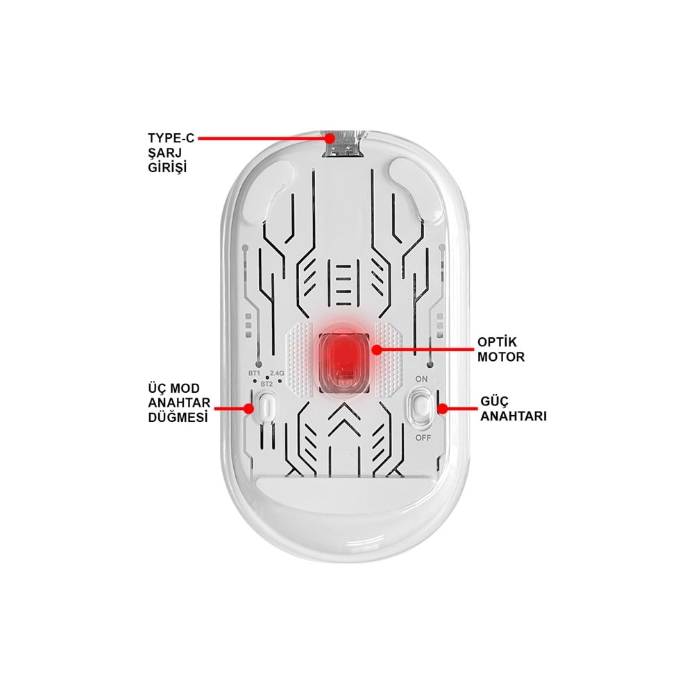 MT8119 BLUETOOTH & WİRELESS 3 in 1 MOUSE /100