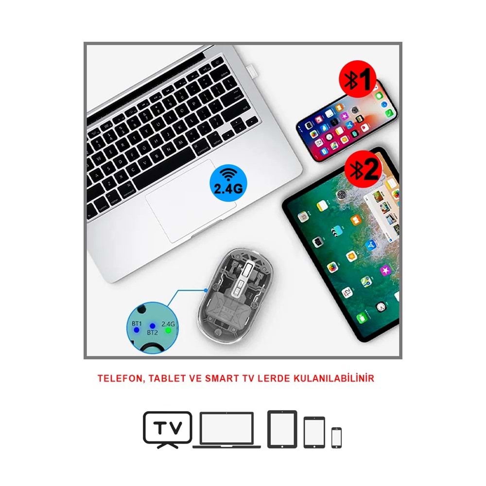 MT8119 BLUETOOTH & WİRELESS 3 in 1 MOUSE /100
