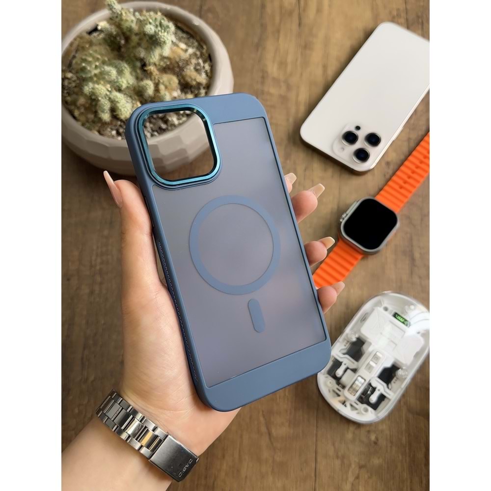 IPHONE 13 PRO MAX / IPHONE 12 PRO MAX MAGSAFE UYUMLU MAT SOO-635 SİLİKON KILIF KAPAK