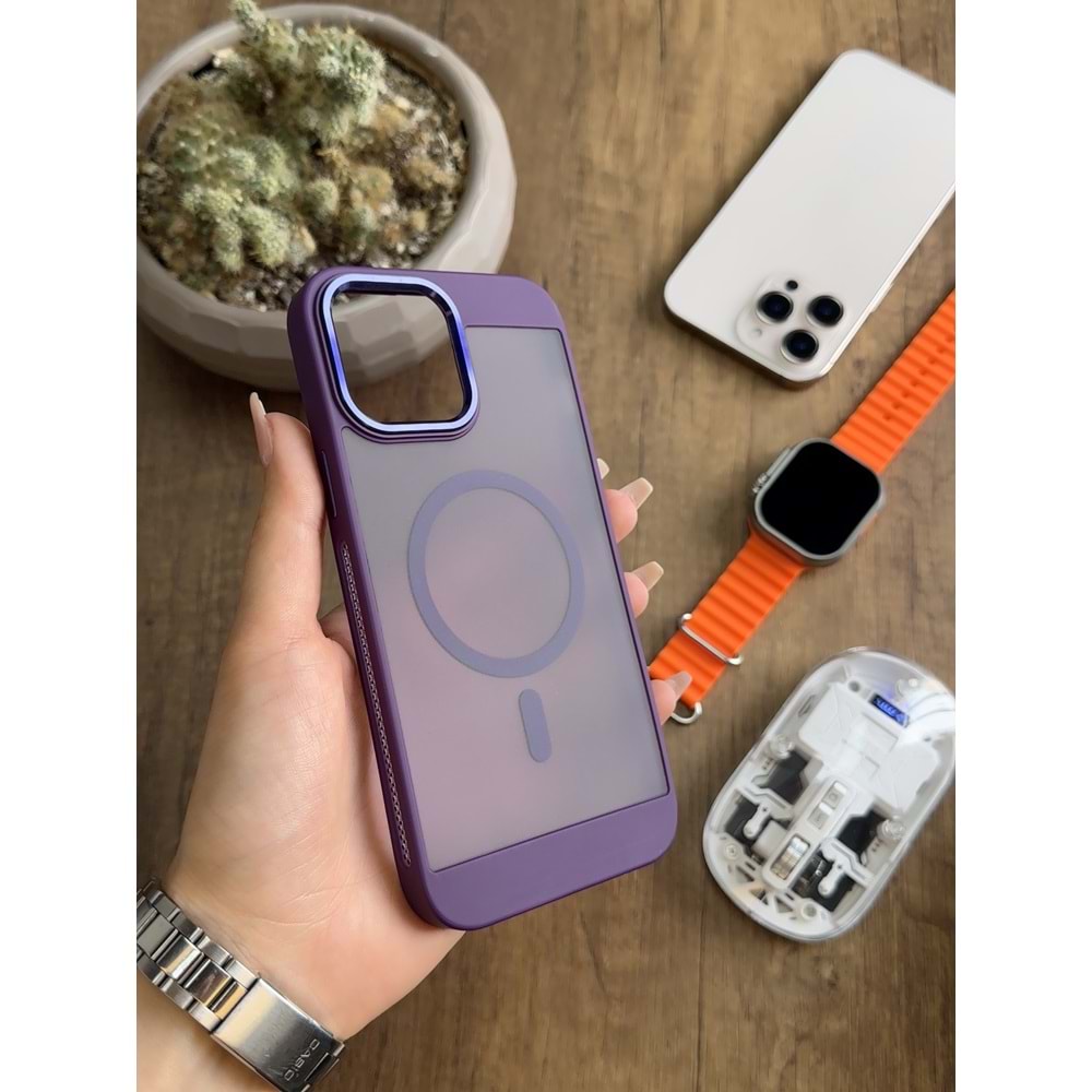 IPHONE 13 PRO MAX / IPHONE 12 PRO MAX MAGSAFE UYUMLU MAT SOO-635 SİLİKON KILIF KAPAK
