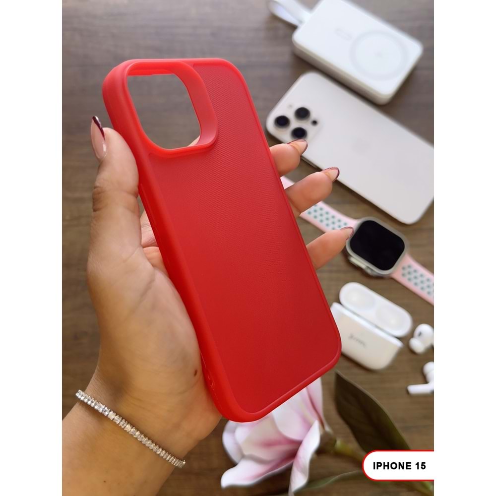 IPHONE 15 RENK ATMAYAN KEEP SİLİKON KILIF - KIRMIZI