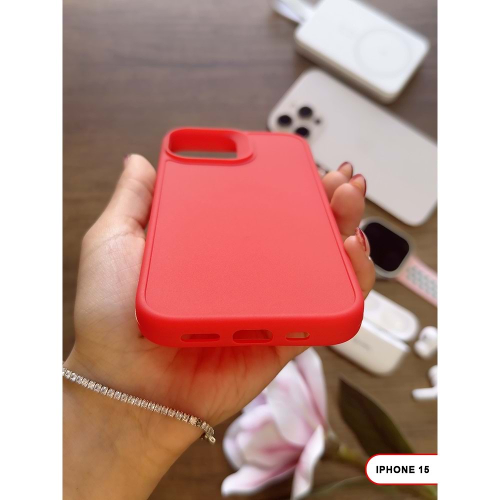 IPHONE 15 RENK ATMAYAN KEEP SİLİKON KILIF - KIRMIZI