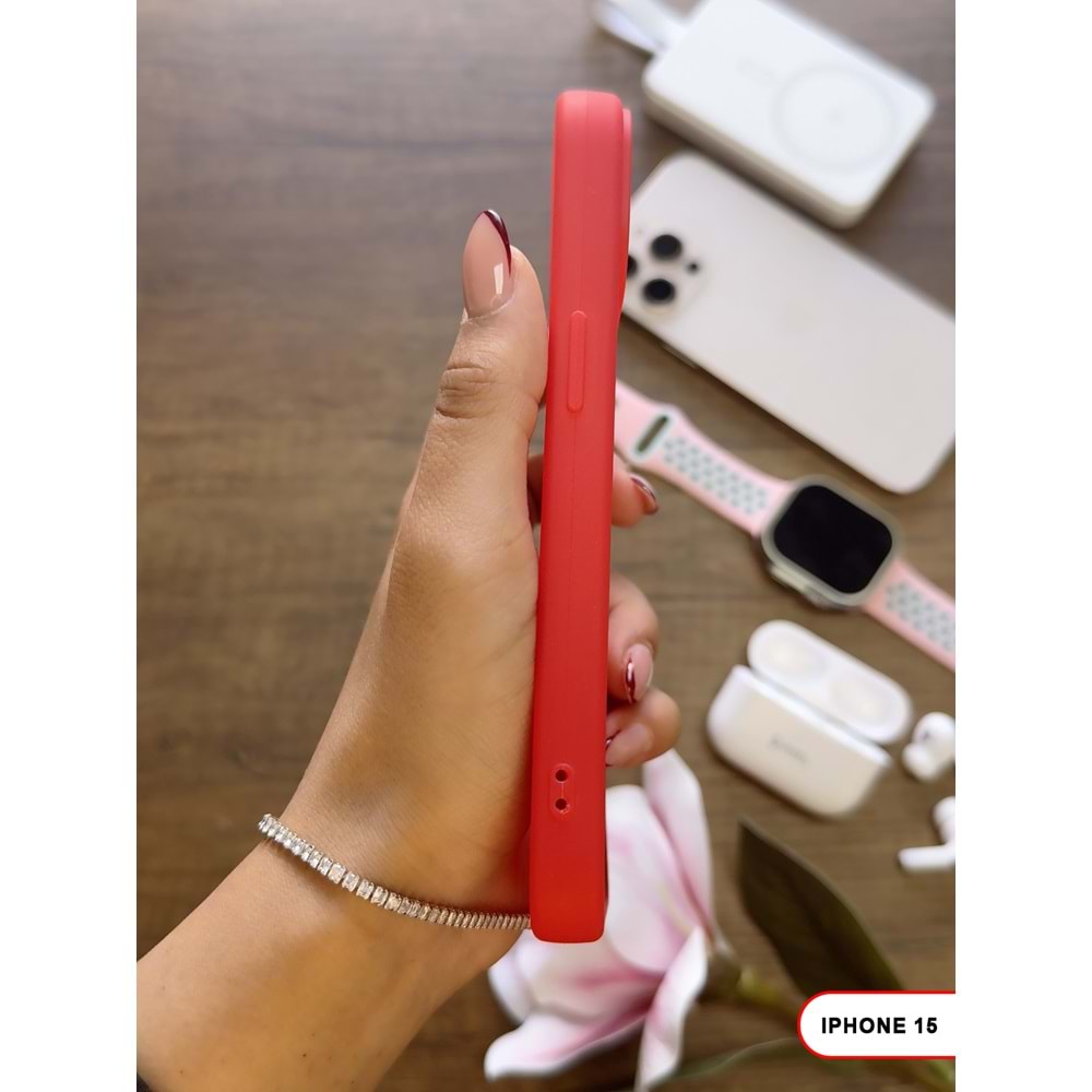 IPHONE 15 RENK ATMAYAN KEEP SİLİKON KILIF - KIRMIZI