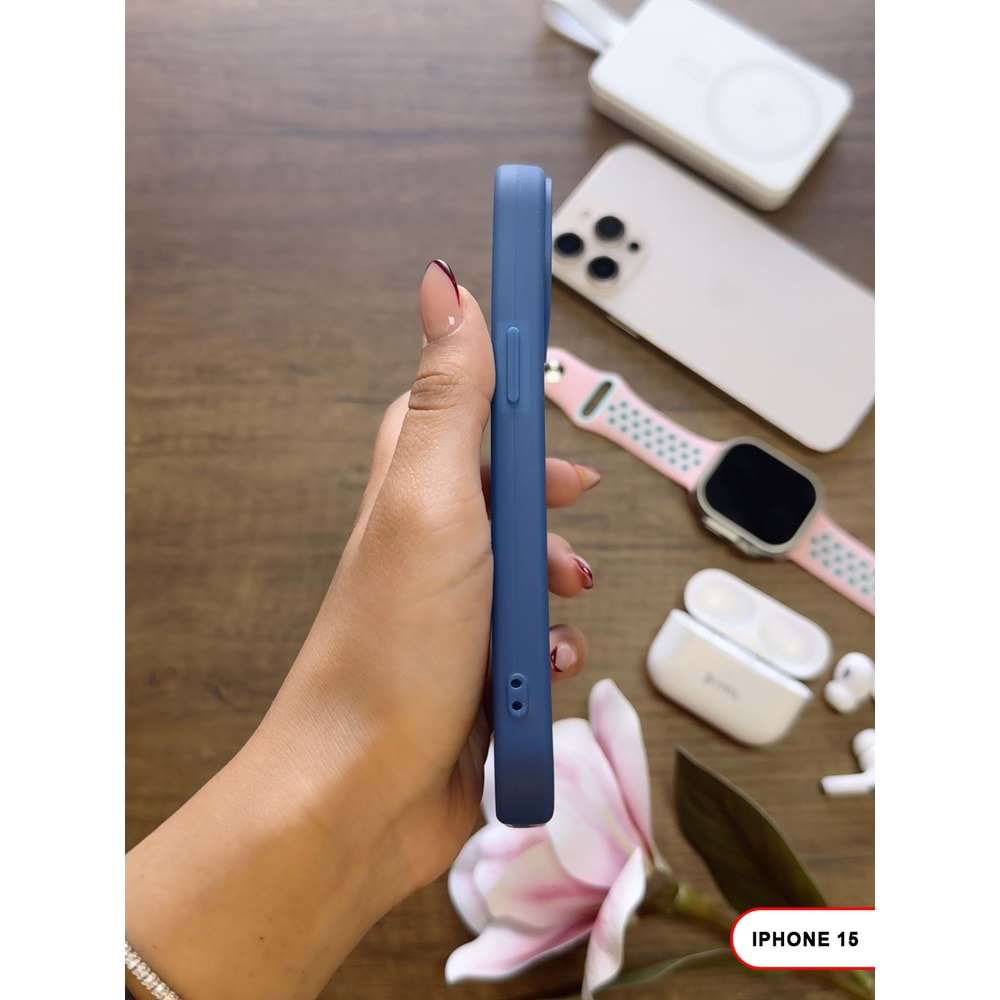 IPHONE 15 RENK ATMAYAN KEEP SİLİKON KILIF - LACIVERT