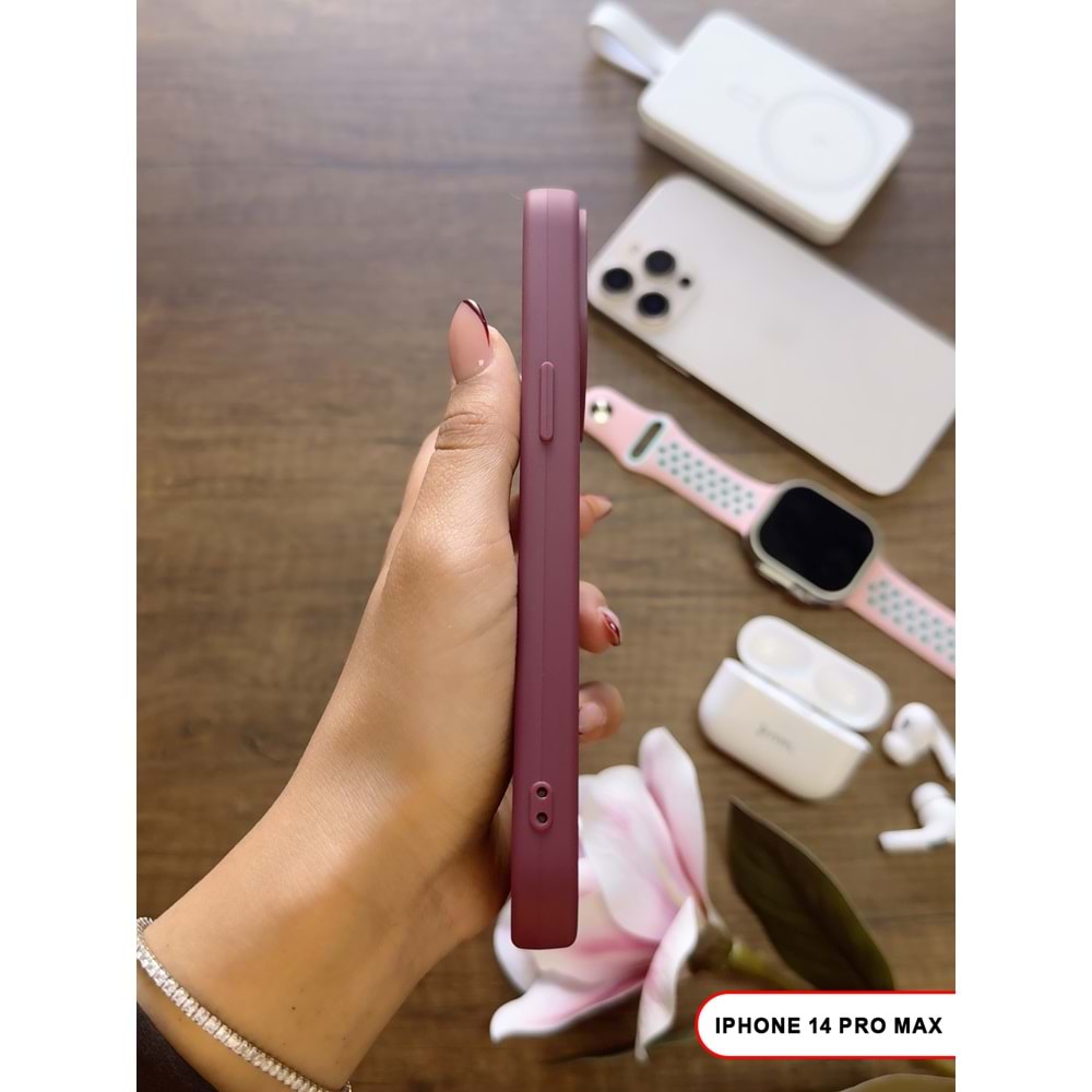 IPHONE 14 PRO MAX RENK ATMAYAN KEEP SİLİKON KILIF - MOR