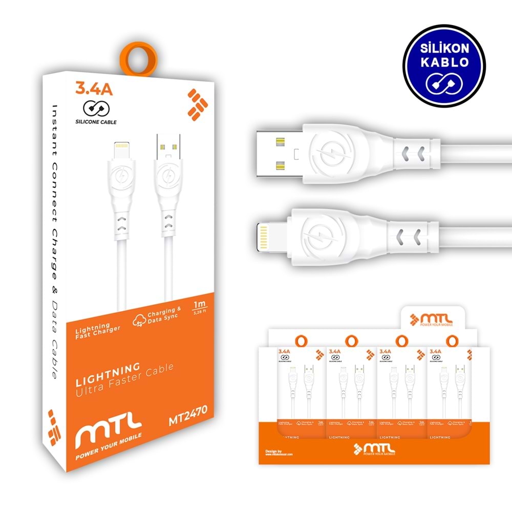 MT2470 3.4A LİGHTNİNG USB ŞARJ DATA KABLO /25/250