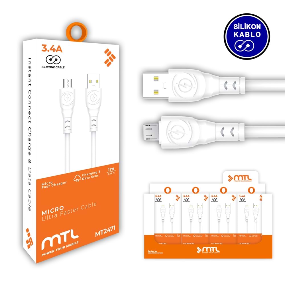 MT2471 3.4A MİCRO USB ŞARJ DATA KABLO /25/250