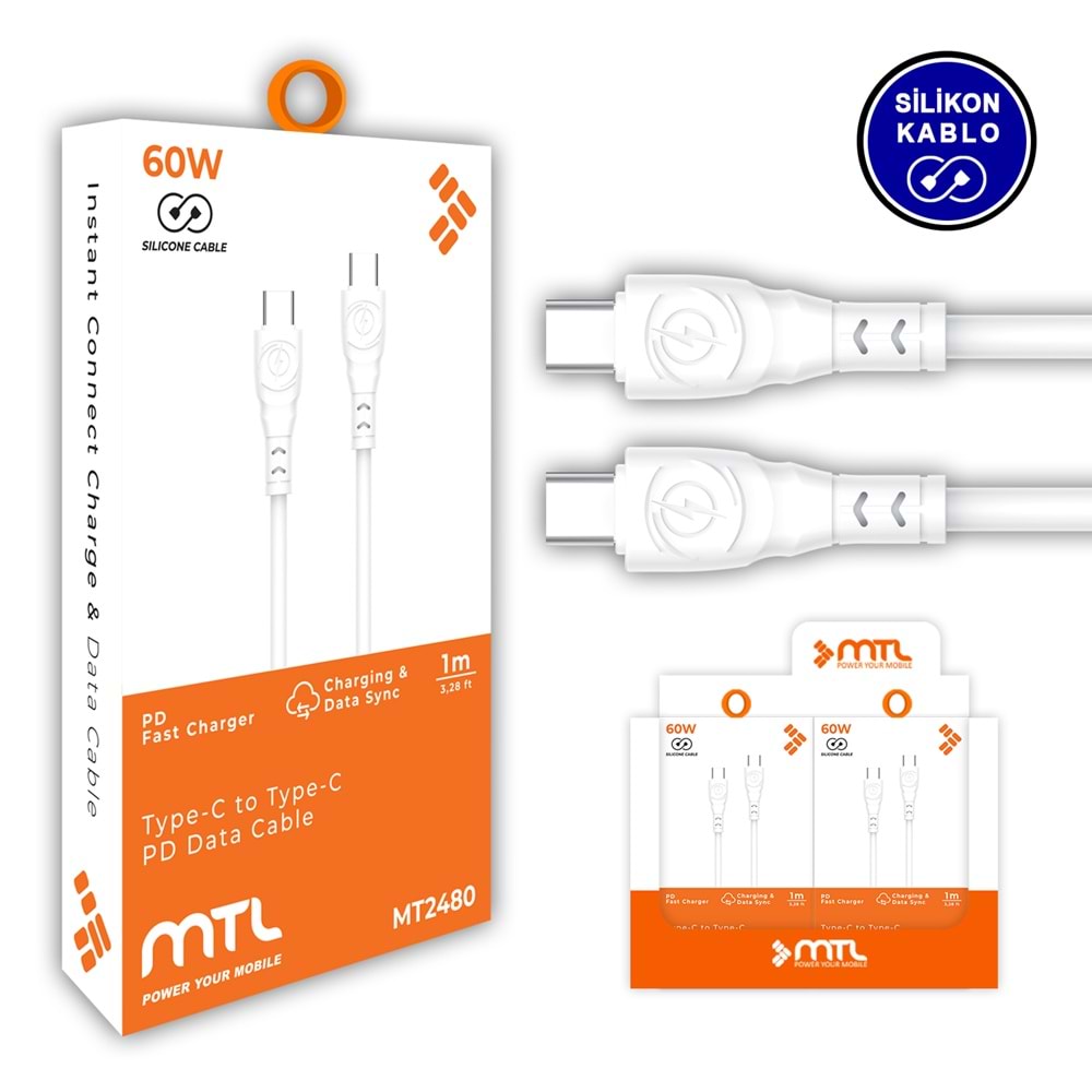 MT2480 60W TYPE-C TO TYPE-C PD ŞARJ DATA KABLO /10/200