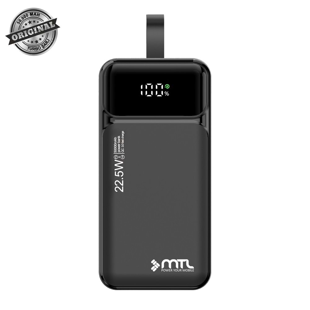 MT4350 50.000 MAH DAHİLİ KABLOLU 22,5 WATT TURBO ŞARJ POWERBANK /20