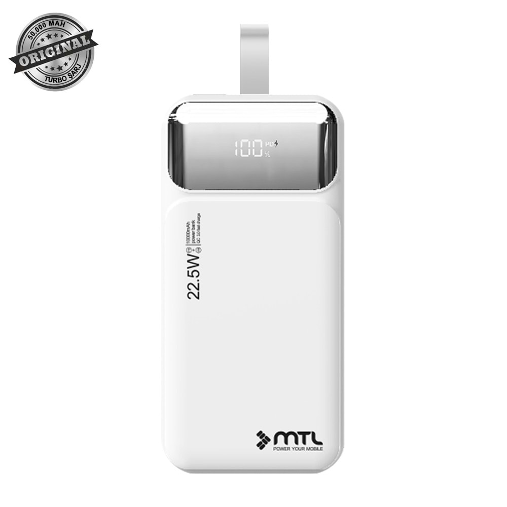 MT4350 50.000 MAH DAHİLİ KABLOLU 22,5 WATT TURBO ŞARJ POWERBANK /20