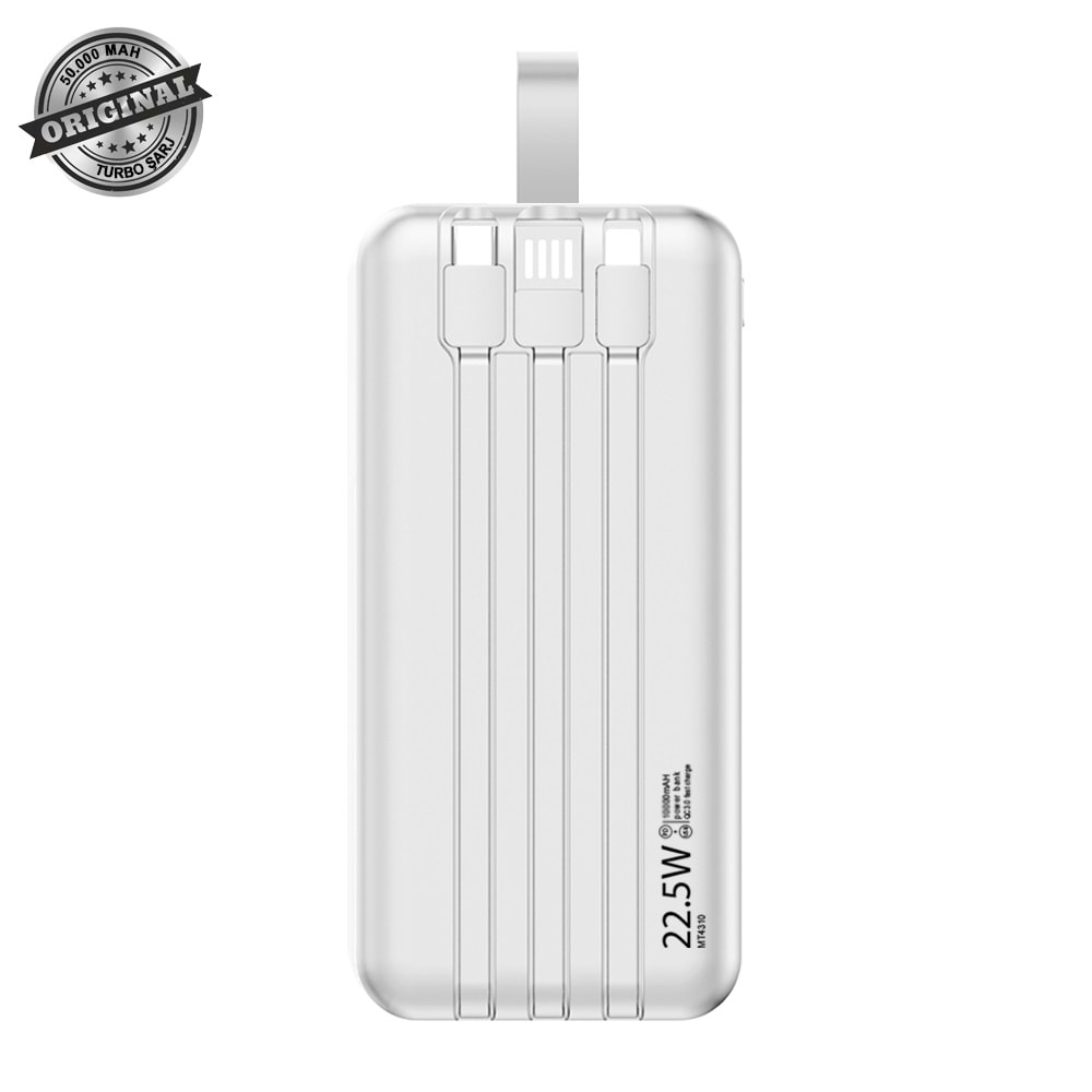 MT4350 50.000 MAH DAHİLİ KABLOLU 22,5 WATT TURBO ŞARJ POWERBANK /20