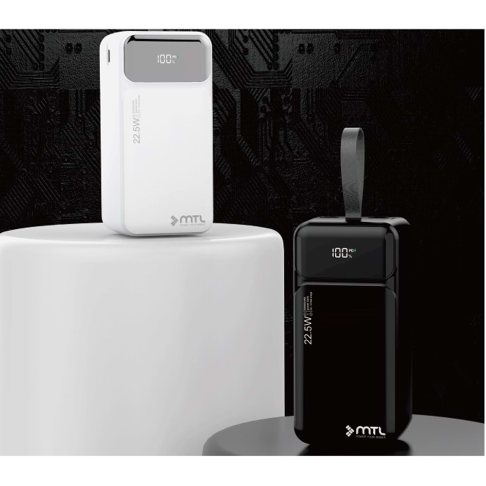 MT4350 50.000 MAH DAHİLİ KABLOLU 22,5 WATT TURBO ŞARJ POWERBANK /20