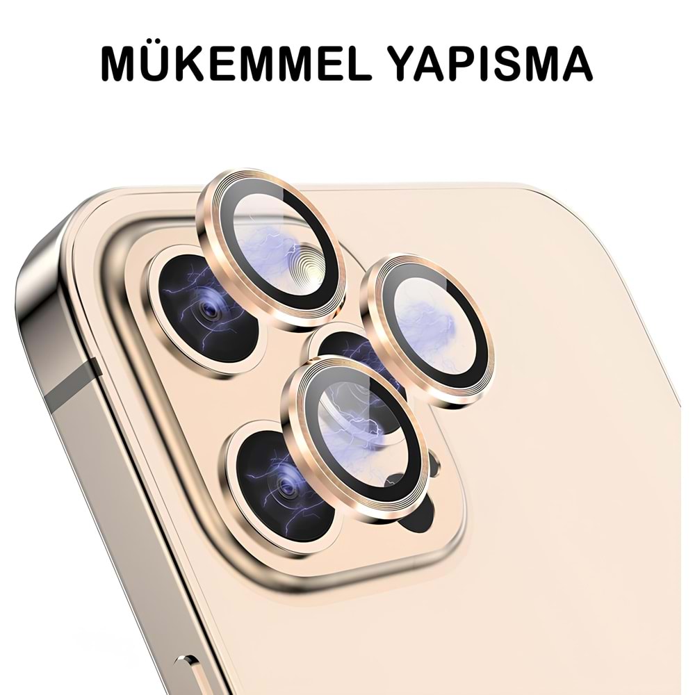 IPHONE 12 PRO SAFİR LENS KORUMA - GOLD
