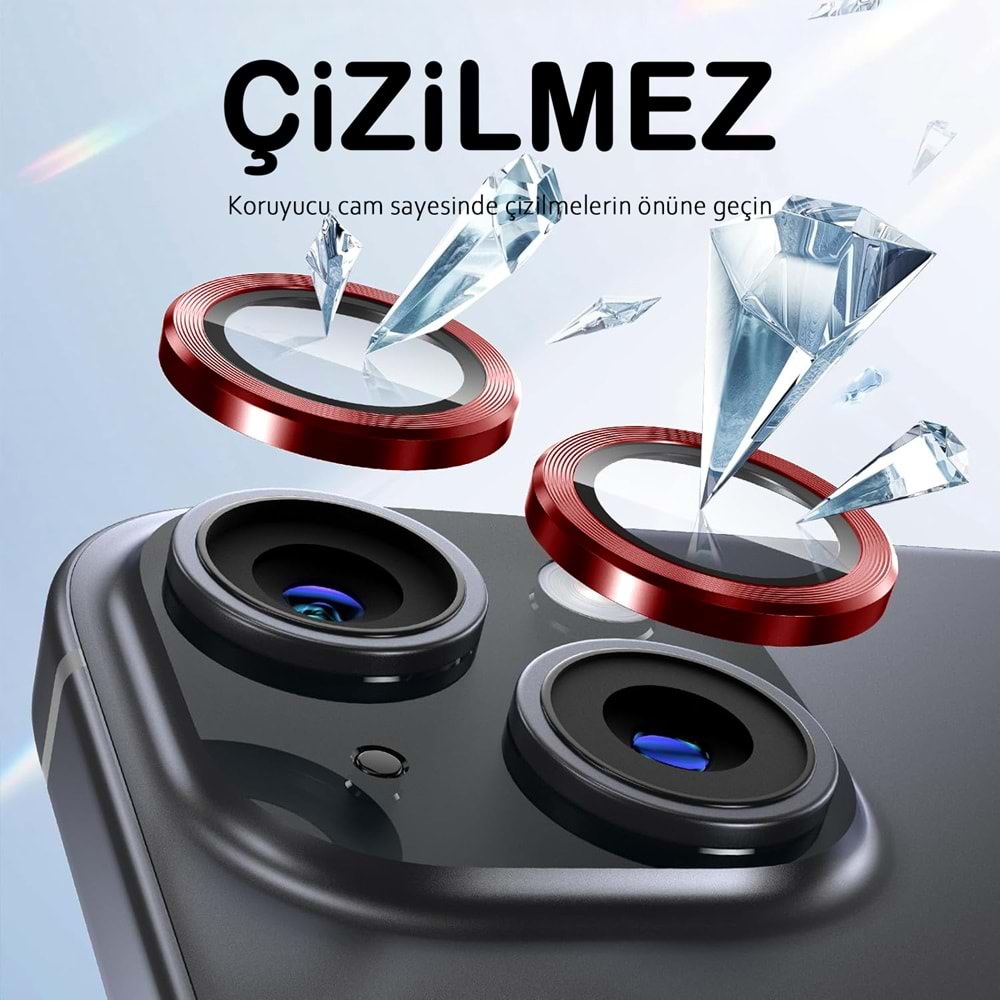 IPHONE 13 / IPHONE 13 MİNİ SAFİR LENS KORUMA - RED