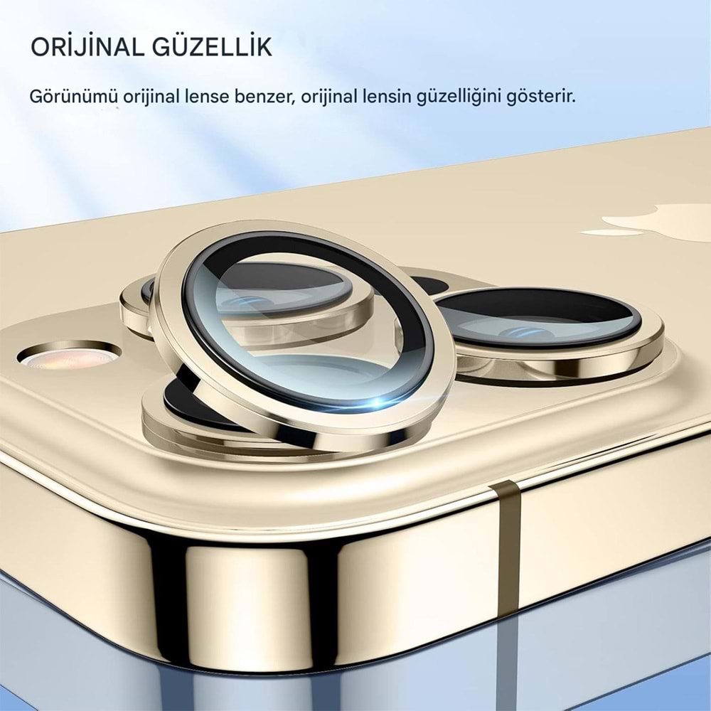 IPHONE 14 PRO / IPHONE 14 PRO MAX SAFİR LENS KORUMA - GOLD