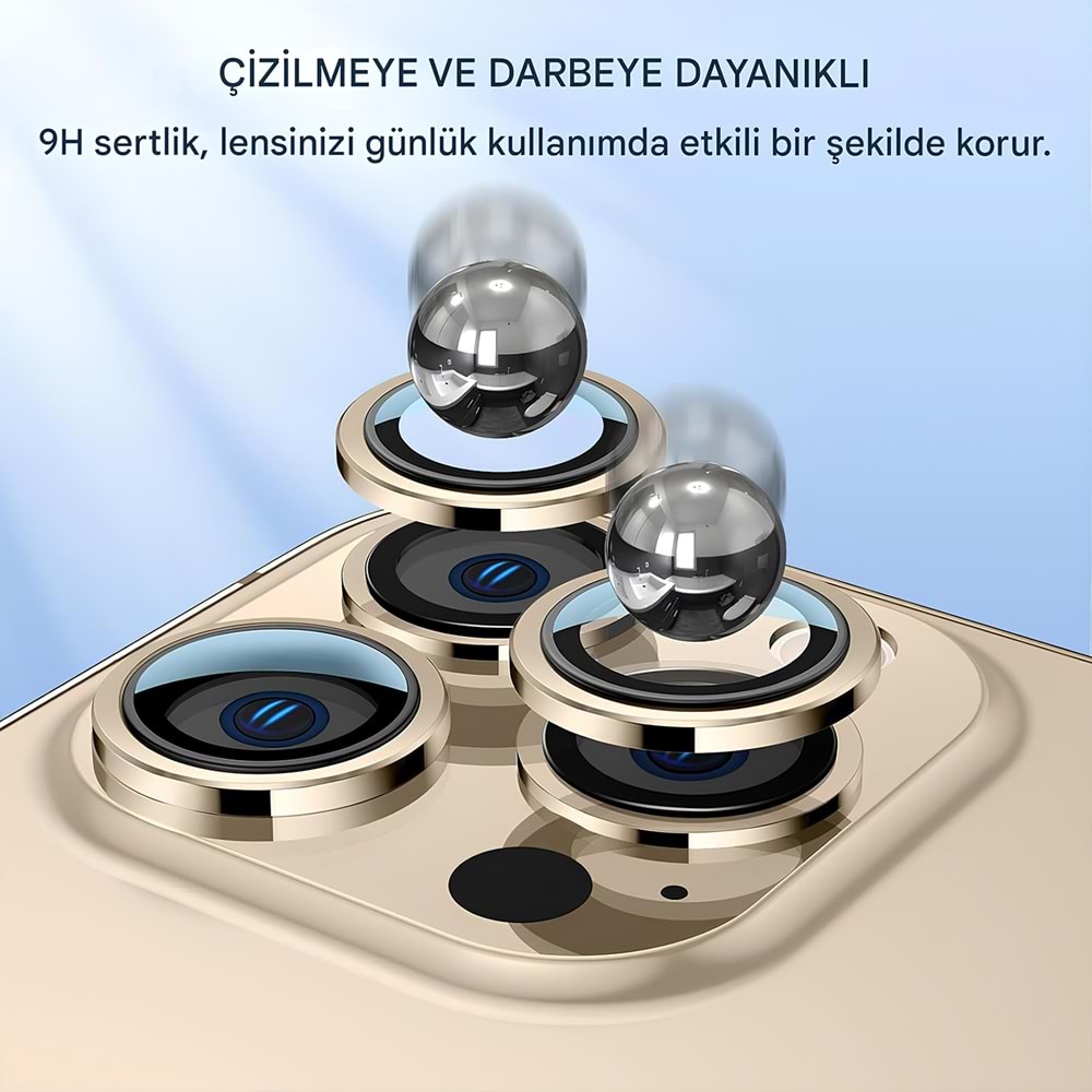 IPHONE 14 PRO / IPHONE 14 PRO MAX SAFİR LENS KORUMA - GOLD