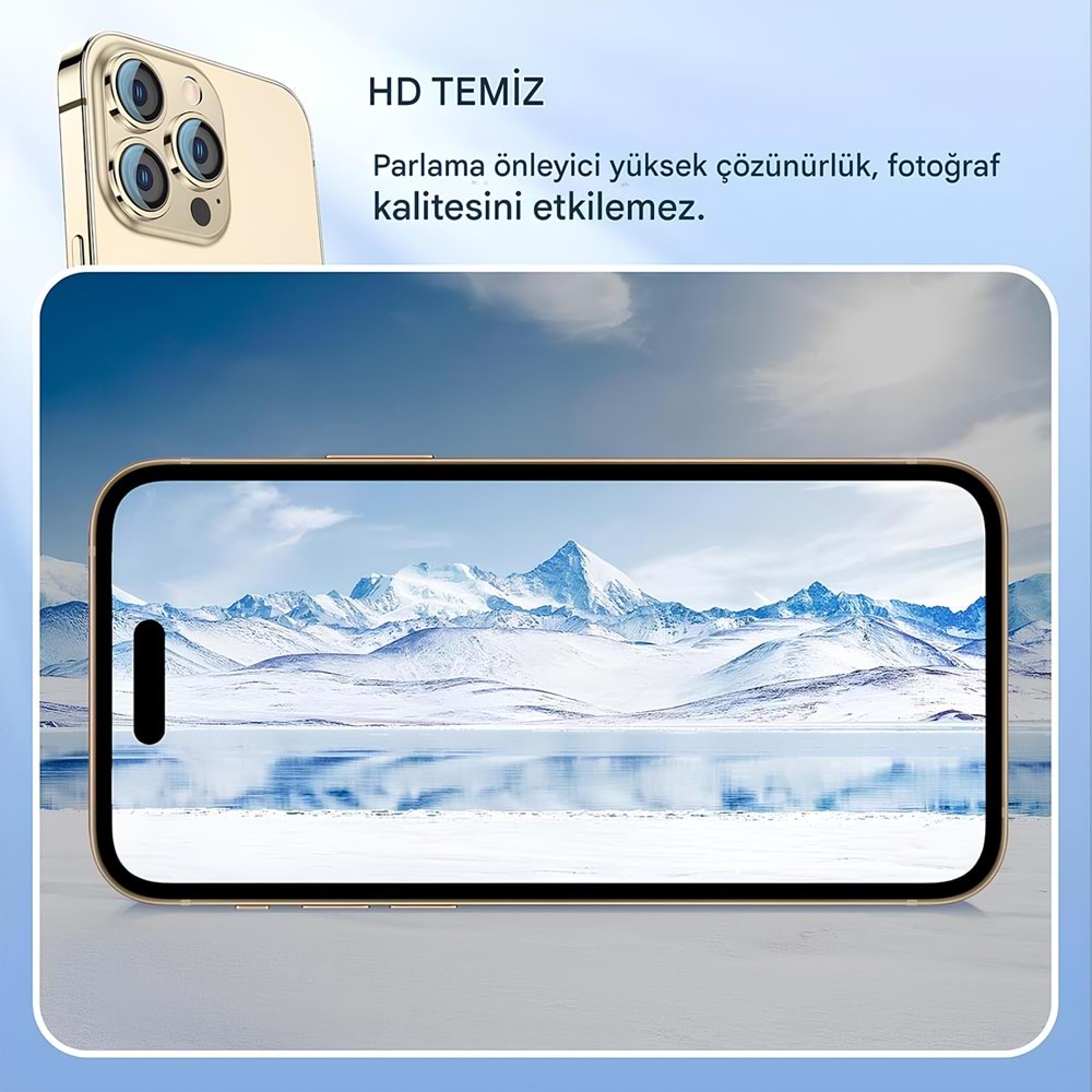 IPHONE 14 PRO / IPHONE 14 PRO MAX SAFİR LENS KORUMA - GOLD