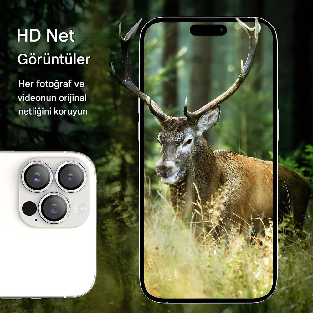 IPHONE 14 PRO / IPHONE 14 PRO MAX SAFİR LENS KORUMA - SILVER