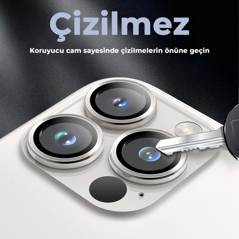 IPHONE 14 PRO / IPHONE 14 PRO MAX SAFİR LENS KORUMA - SILVER