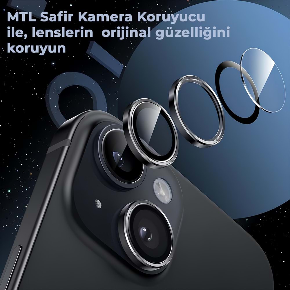IPHONE 15 / IPHONE 15 PLUS SAFİR LENS KORUMA - BLACK