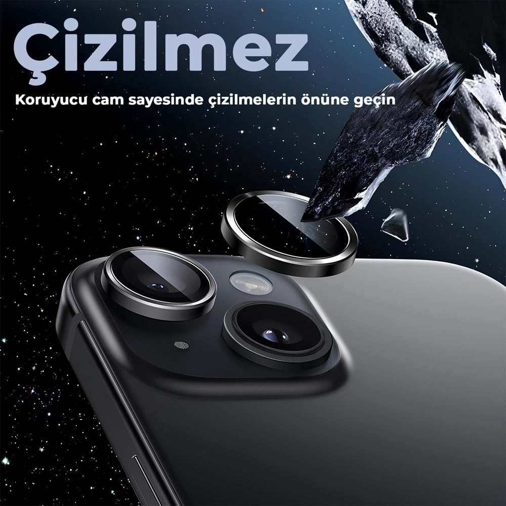 IPHONE 15 / IPHONE 15 PLUS SAFİR LENS KORUMA - BLACK