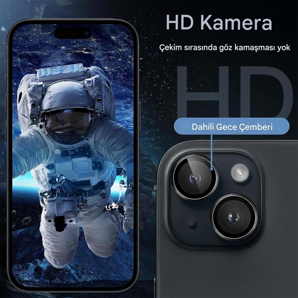 IPHONE 15 / IPHONE 15 PLUS SAFİR LENS KORUMA - BLACK