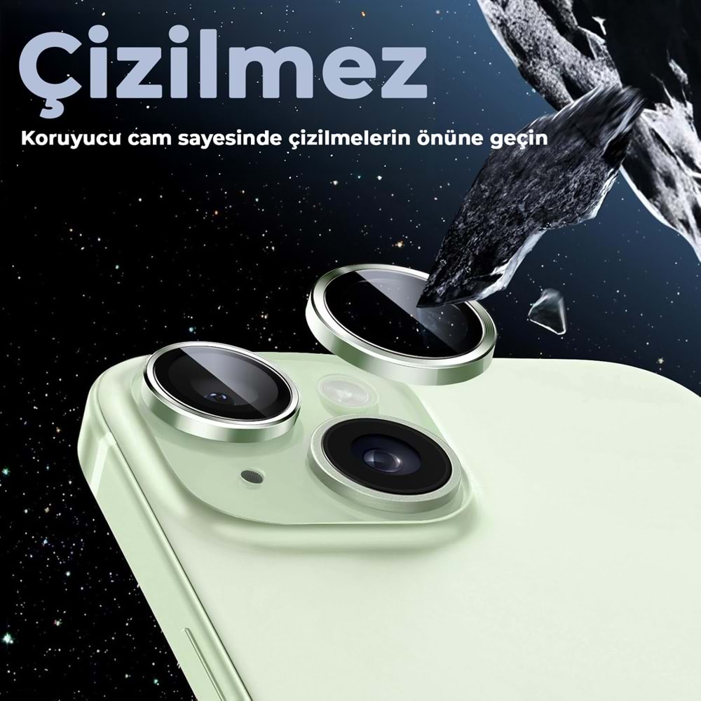 IPHONE 15 / IPHONE 15 PLUS SAFİR LENS KORUMA - GREEN