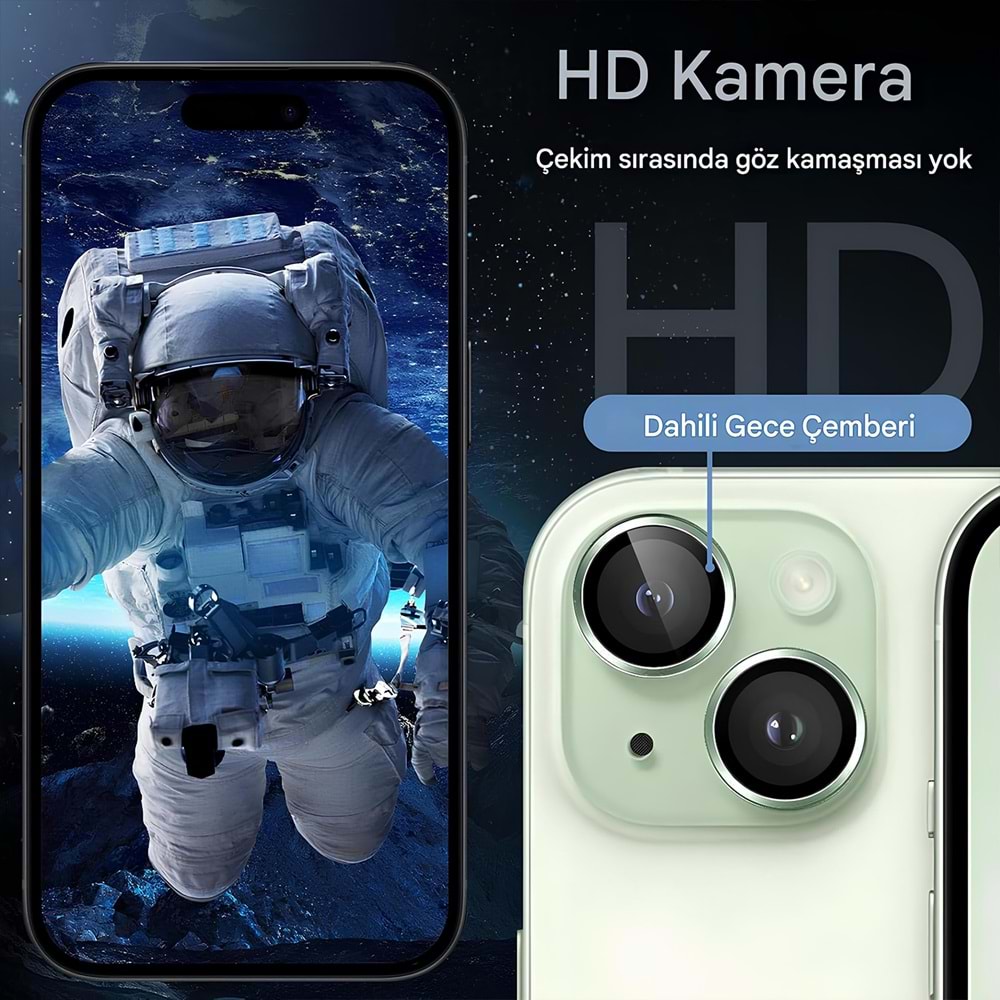 IPHONE 15 / IPHONE 15 PLUS SAFİR LENS KORUMA - GREEN