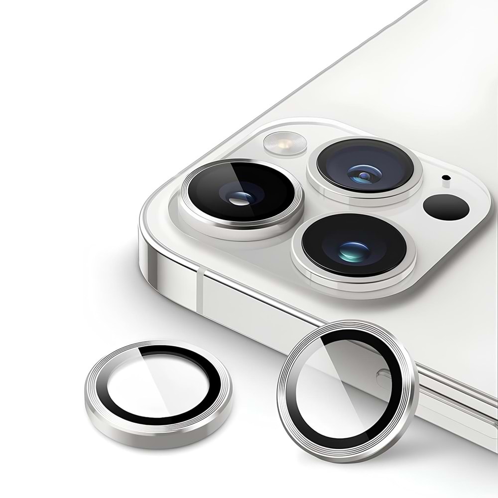 IPHONE 15 PRO / IPHONE 15 PRO MAX SAFİR LENS KORUMA - SILVER TİTANİUM