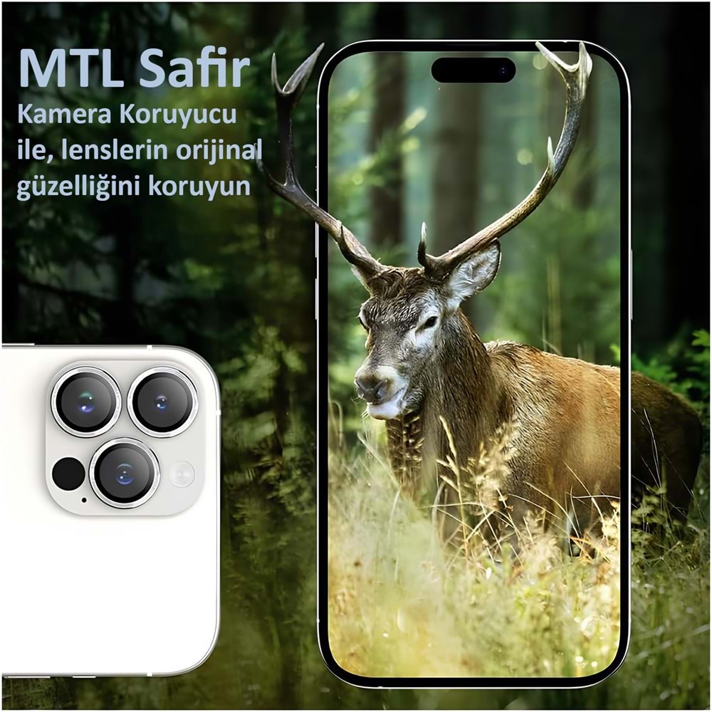IPHONE 15 PRO / IPHONE 15 PRO MAX SAFİR LENS KORUMA - SILVER TİTANİUM