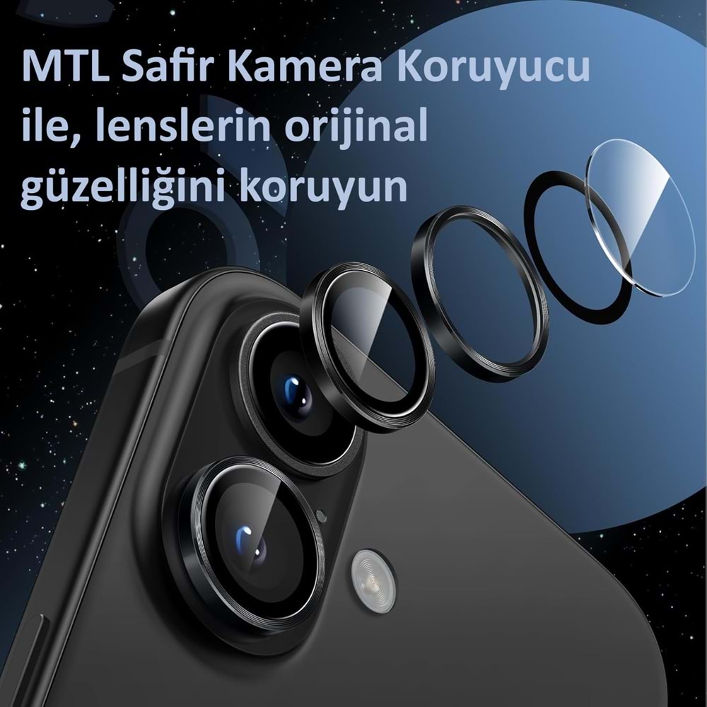 IPHONE 16 / IPHONE 16 PLUS SAFİR LENS KORUMA - BLACK