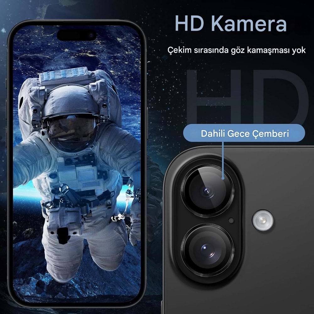 IPHONE 16 / IPHONE 16 PLUS SAFİR LENS KORUMA - BLACK