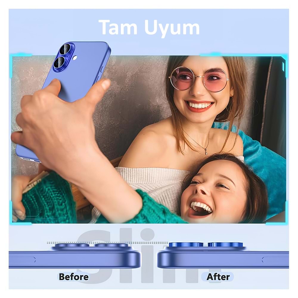 IPHONE 16 / IPHONE 16 PLUS SAFİR LENS KORUMA - BLUE